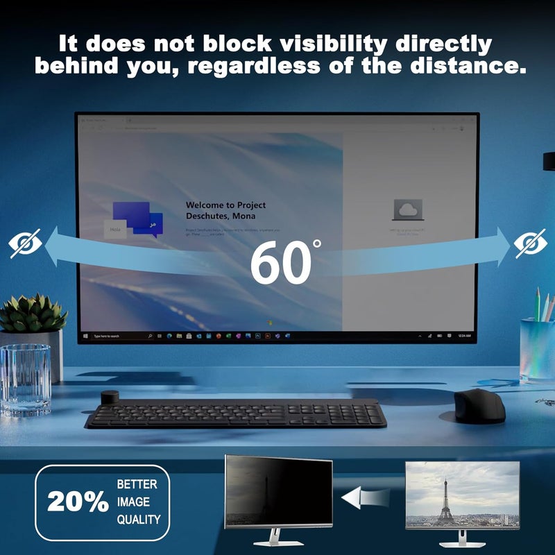 Vxaop [2 Pack] 27 Inch Computer Monitor Privacy Screen for 16:9 Aspect Ratio - Anti-Glare, Blue Light Filtering, Eye Protection, Removable Anti-Scratch Privacy Shield Screen 27in - Image 4
